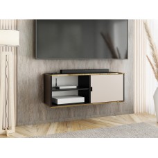 Atvērts TV galdiņš ar zelta malu LUNO 2, Melns/Kašmirs